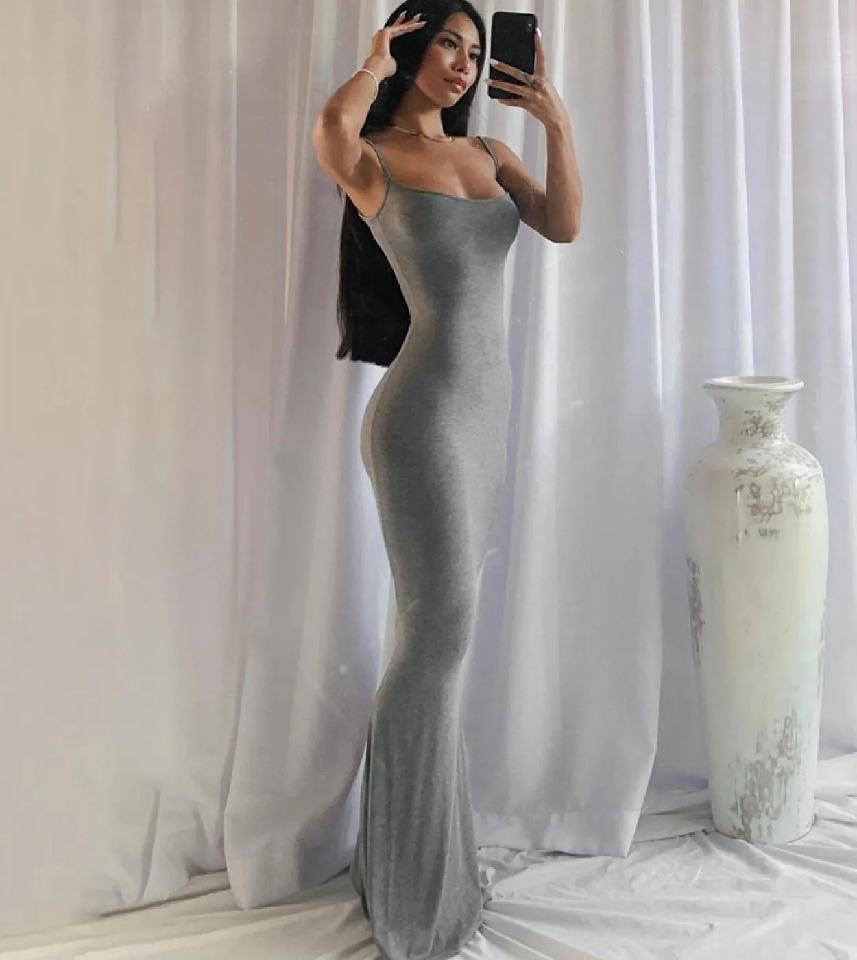 2023 New Fashion Evening Maxi Dress Backless Women Party Club Ladies Bodycon Peach Hip Abiti lunghi eleganti per donna