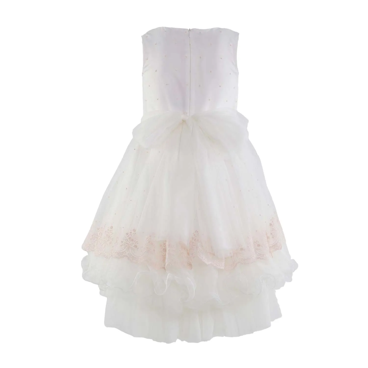 Abito Bianco Latte E Rosa In Tulle E Pizzo