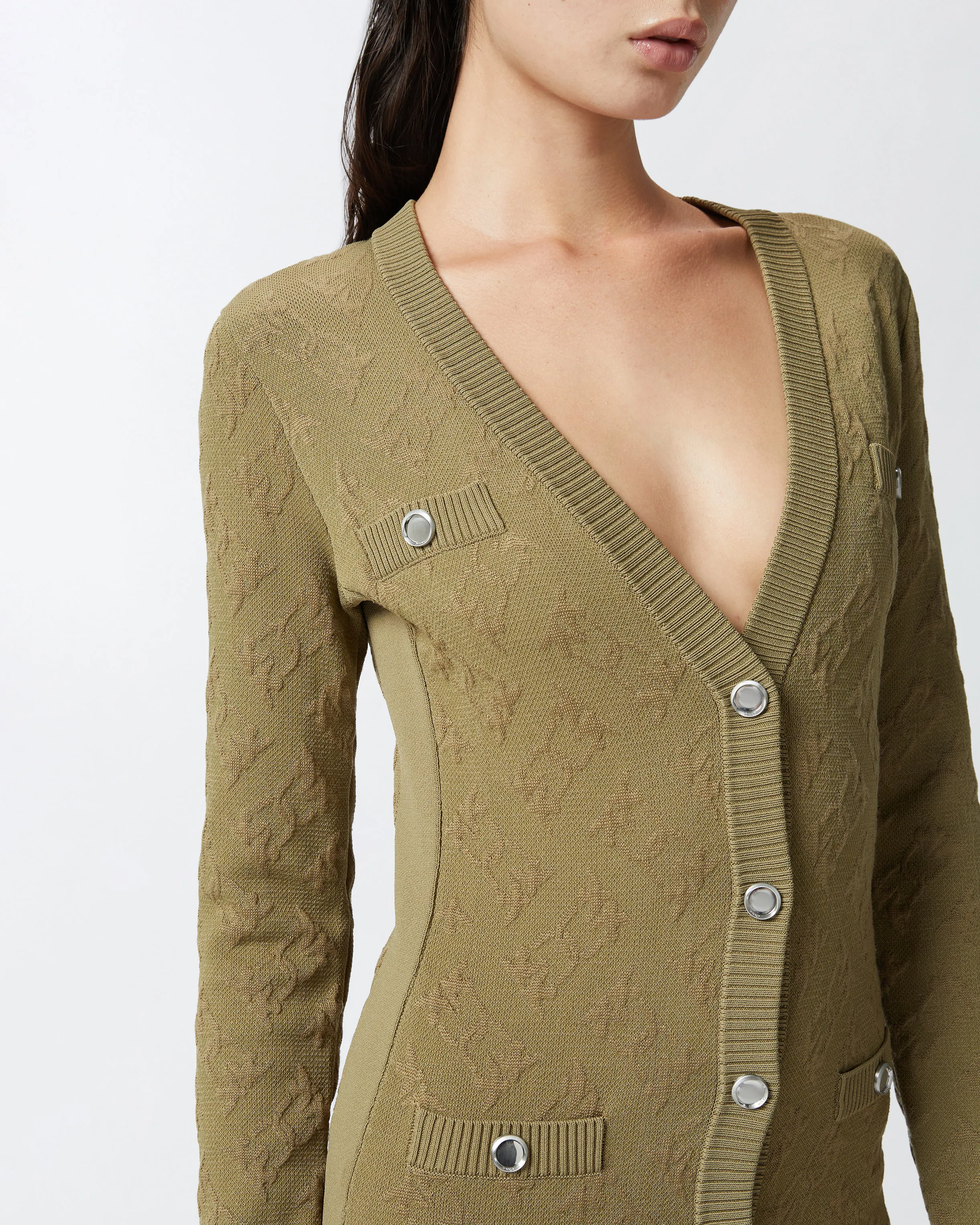  Abito cardigan in maglia jacquard logo    