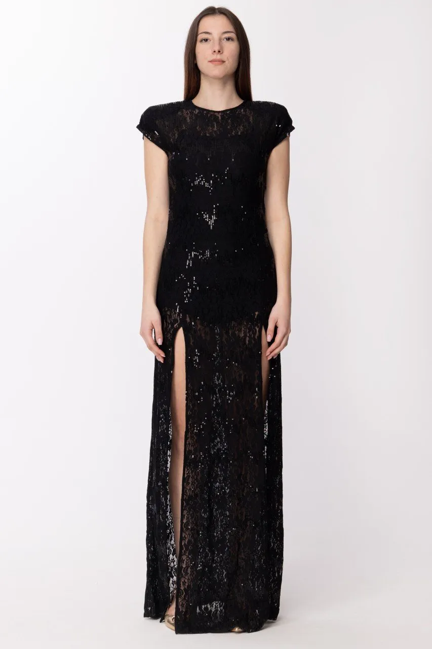 Abito con pizzo e paillettes Nero