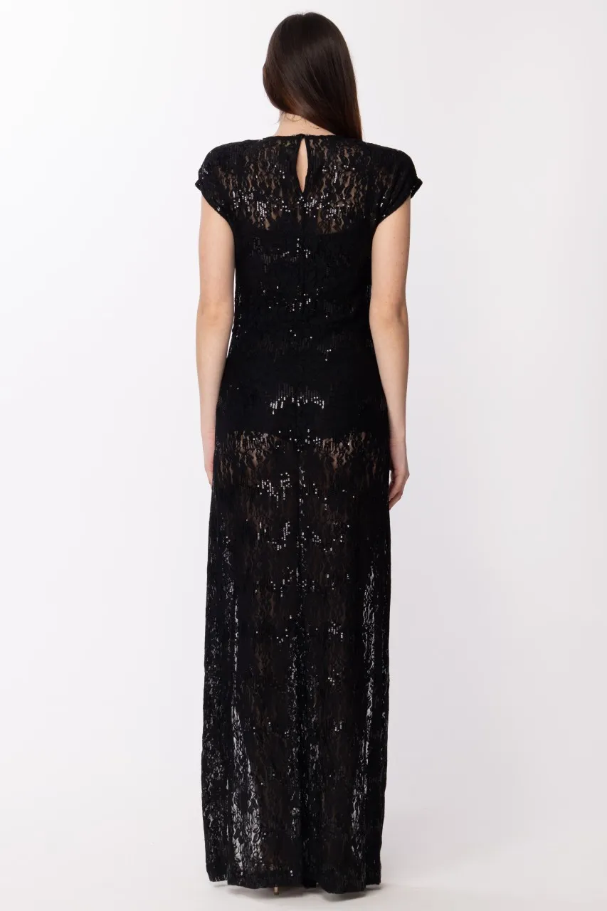 Abito con pizzo e paillettes Nero