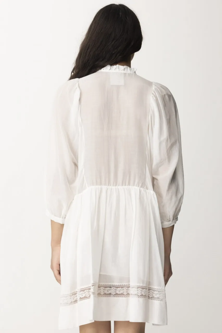 Abito corto in pizzo e mussola Andreina Ivory
