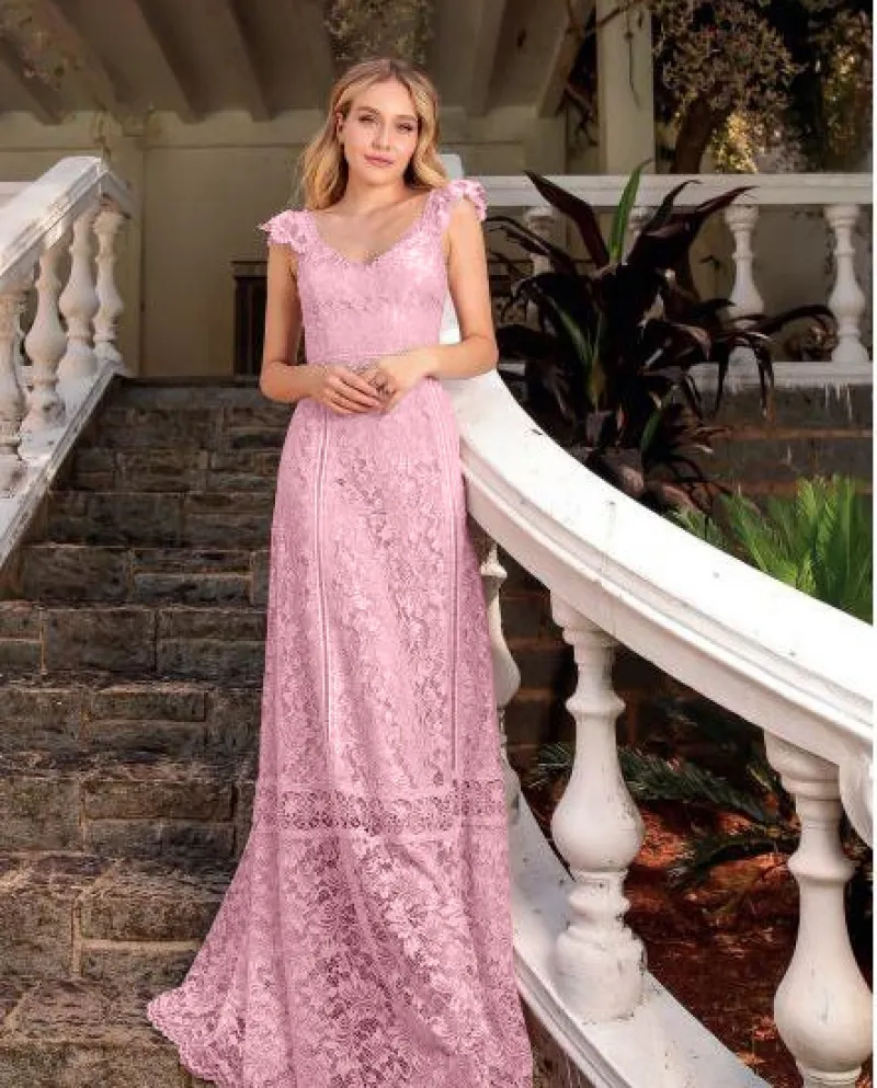 Abito da donna a vita media in tinta unita grazioso in pizzo slim fit