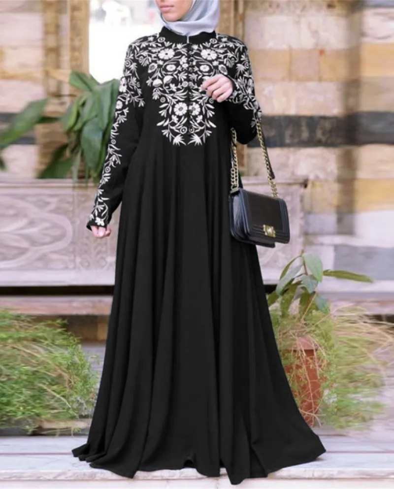 Abito da donna in mussola caftano Abito lungo in mussola vintage lungo maxi Jilbab Abito da donna musulmano arabo in pizzo Abito