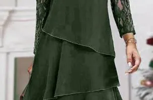 Abito elegante con pizzo, oliva