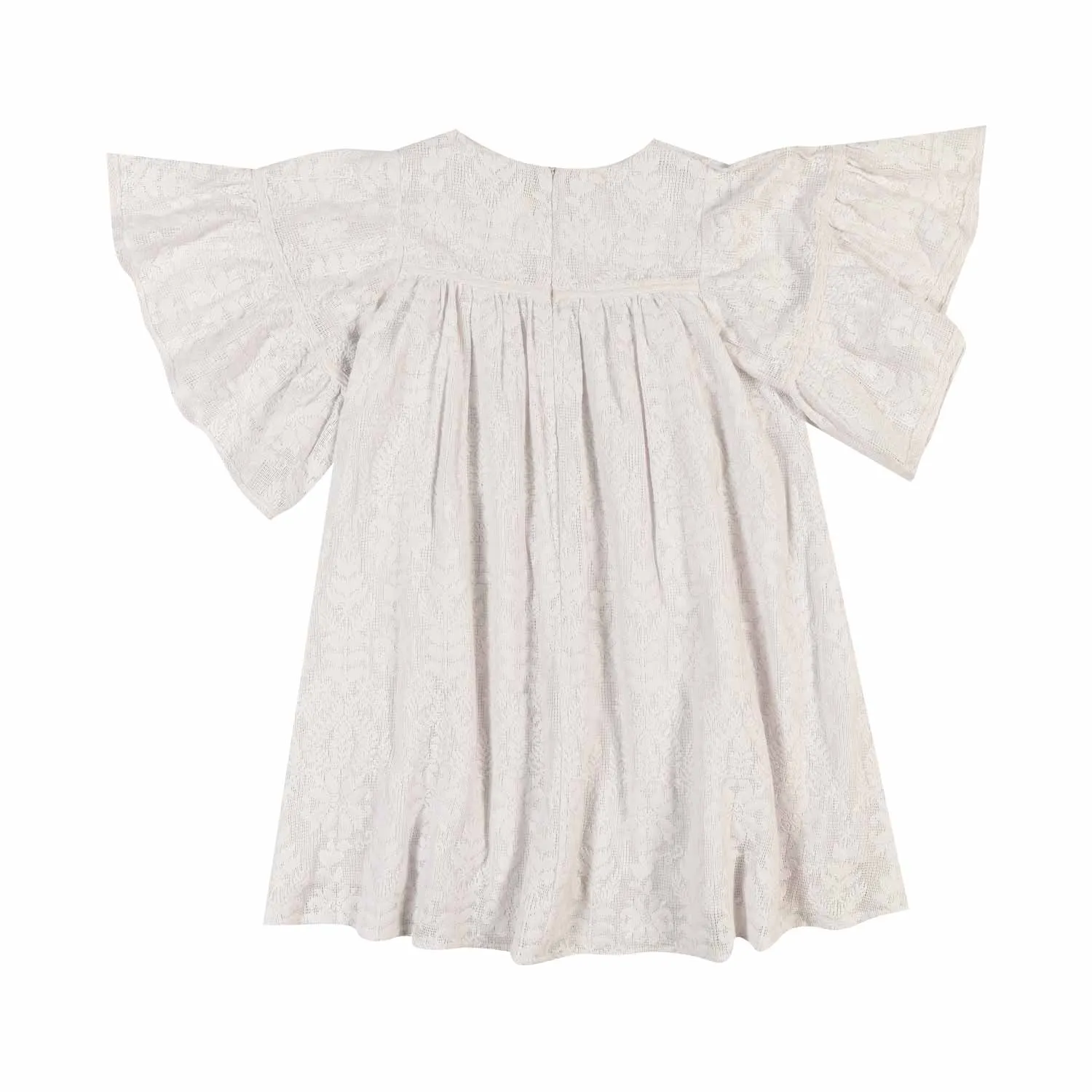 Abito In Pizzo Floreale Ecru Bambina