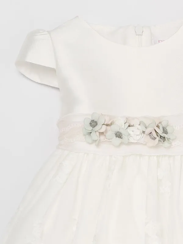 Abito neonata Mimilù con applicazioni in pizzo Bianco