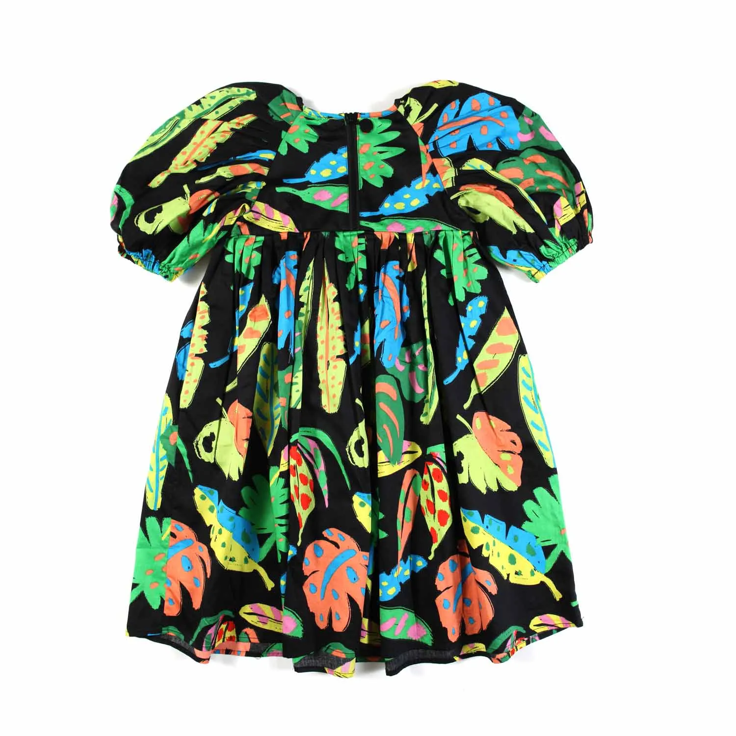 Abito Nero Con Stampe Multicolor Bambina