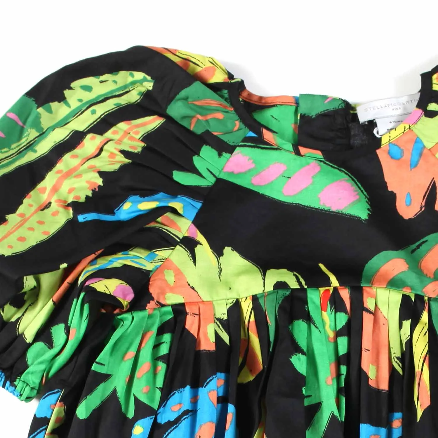 Abito Nero Con Stampe Multicolor Bambina