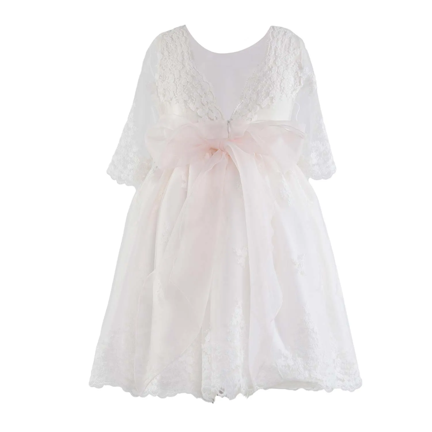 Abito Rosa Pallido In Tulle E Pizzo