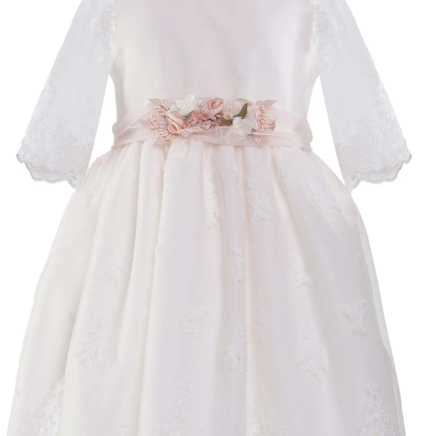 Abito Rosa Pallido In Tulle E Pizzo