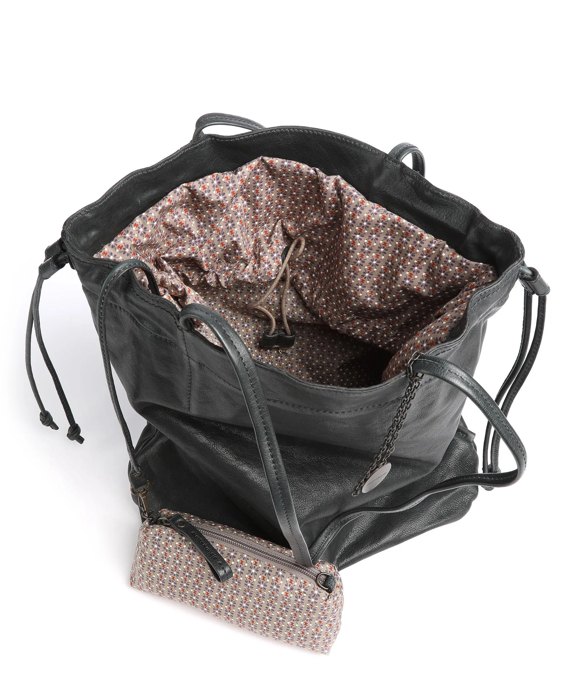  Aunts & Uncles Coffee Klatsch Madison Borsa a secchiello pelle di vacchetta grana verde scuro  