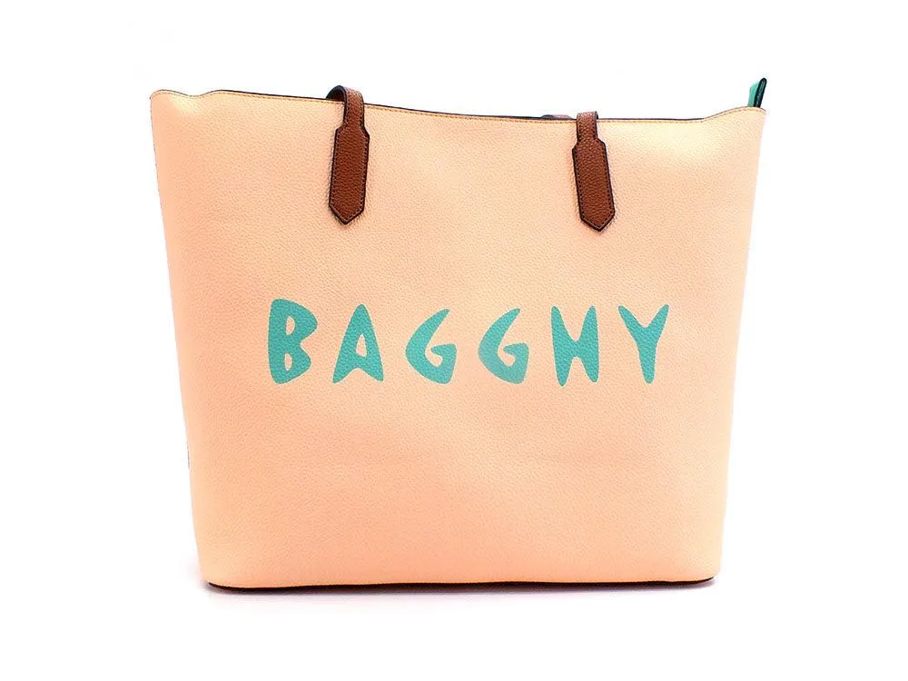 BAGGHY Borsa Shoppping Logo Multicolor Pesca GQ7410