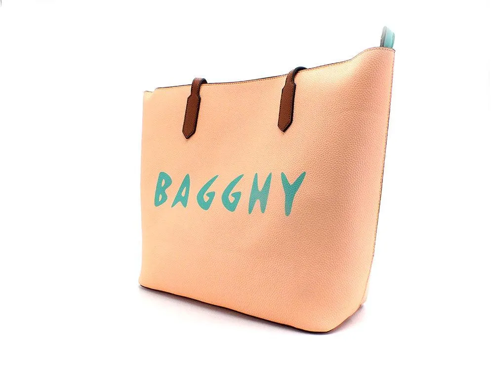 BAGGHY Borsa Shoppping Logo Multicolor Pesca GQ7410