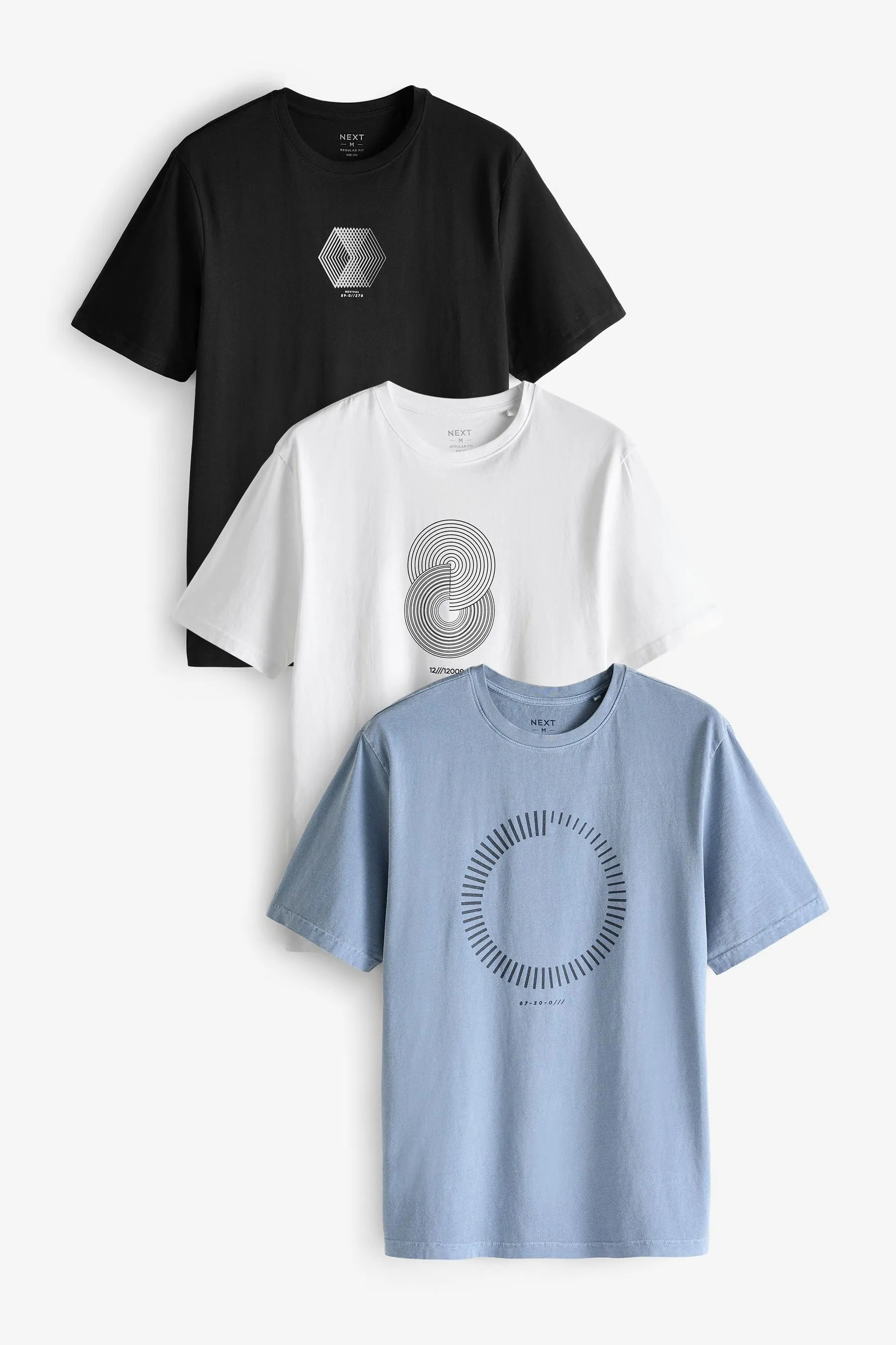 Blu/bianco/nero  - Confezione da 3 T-shirt eleganti con Stampa grafica