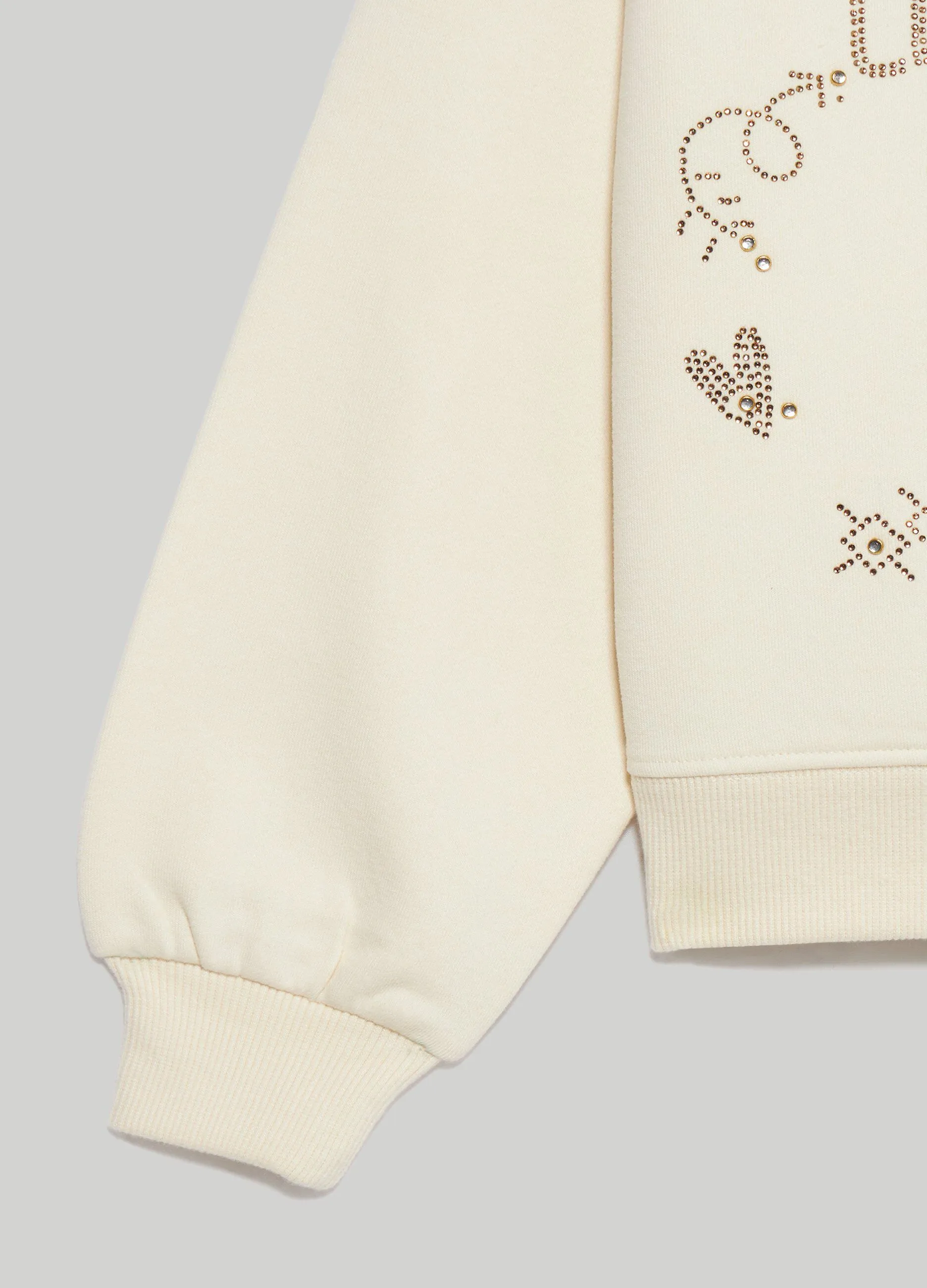BLUKIDS  Felpa girocollo in cotone garzato con borchiette ragazza