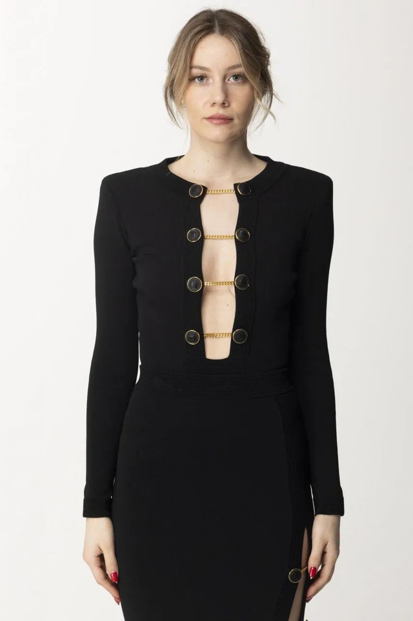 Body in maglia con bottoni gemello Nero