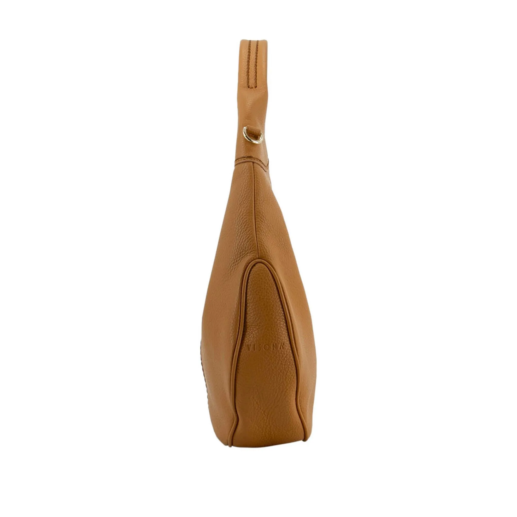 Borsa a spalla bice in pelle con grana