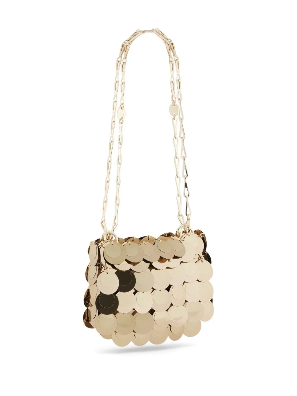 Borsa a spalla sparkle nano Rabanne in oro - donna