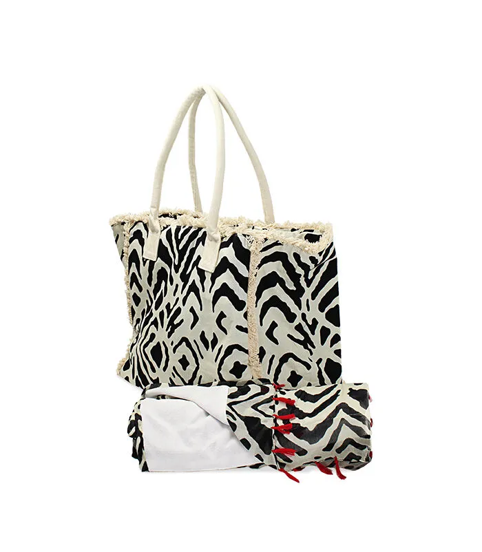 Borsa mare con telo stampa black & white