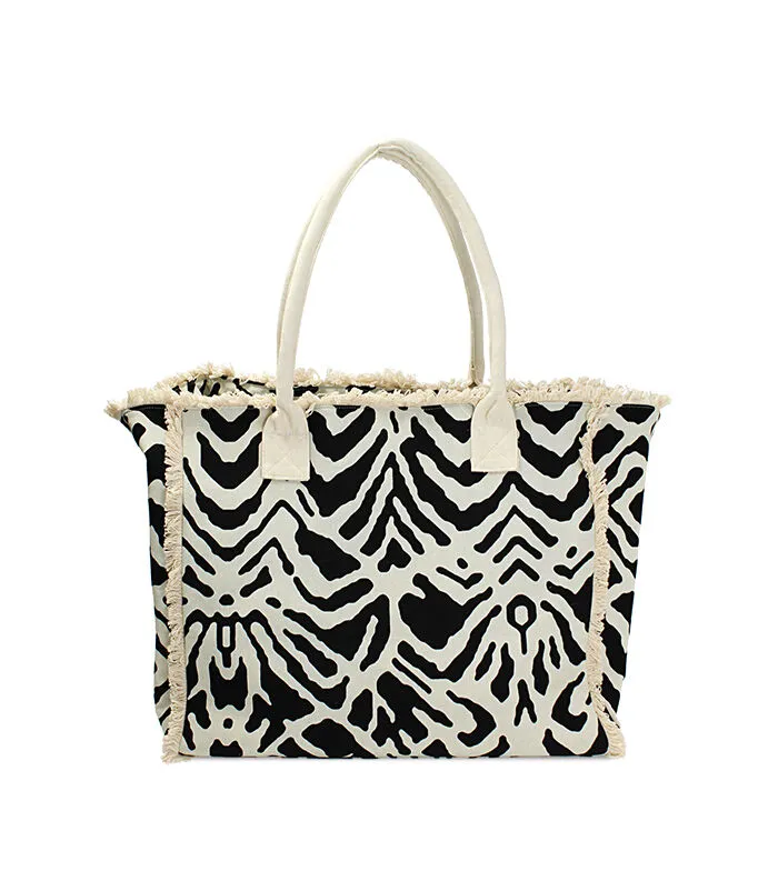 Borsa mare con telo stampa black & white