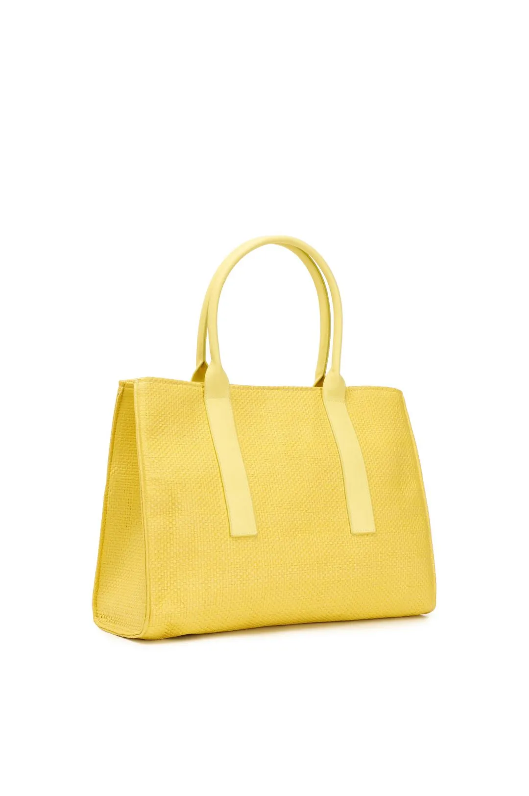 borsa squadrata con manici in tono e accessorio cafènoir giallo