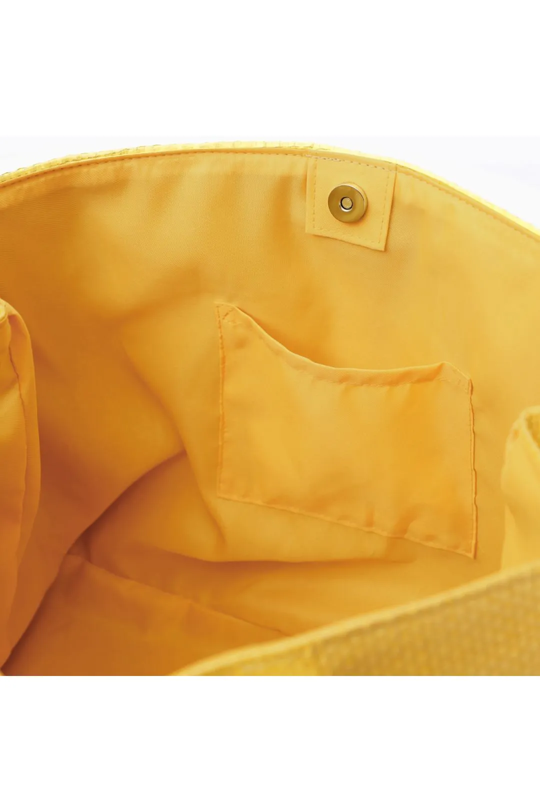 borsa squadrata con manici in tono e accessorio cafènoir giallo
