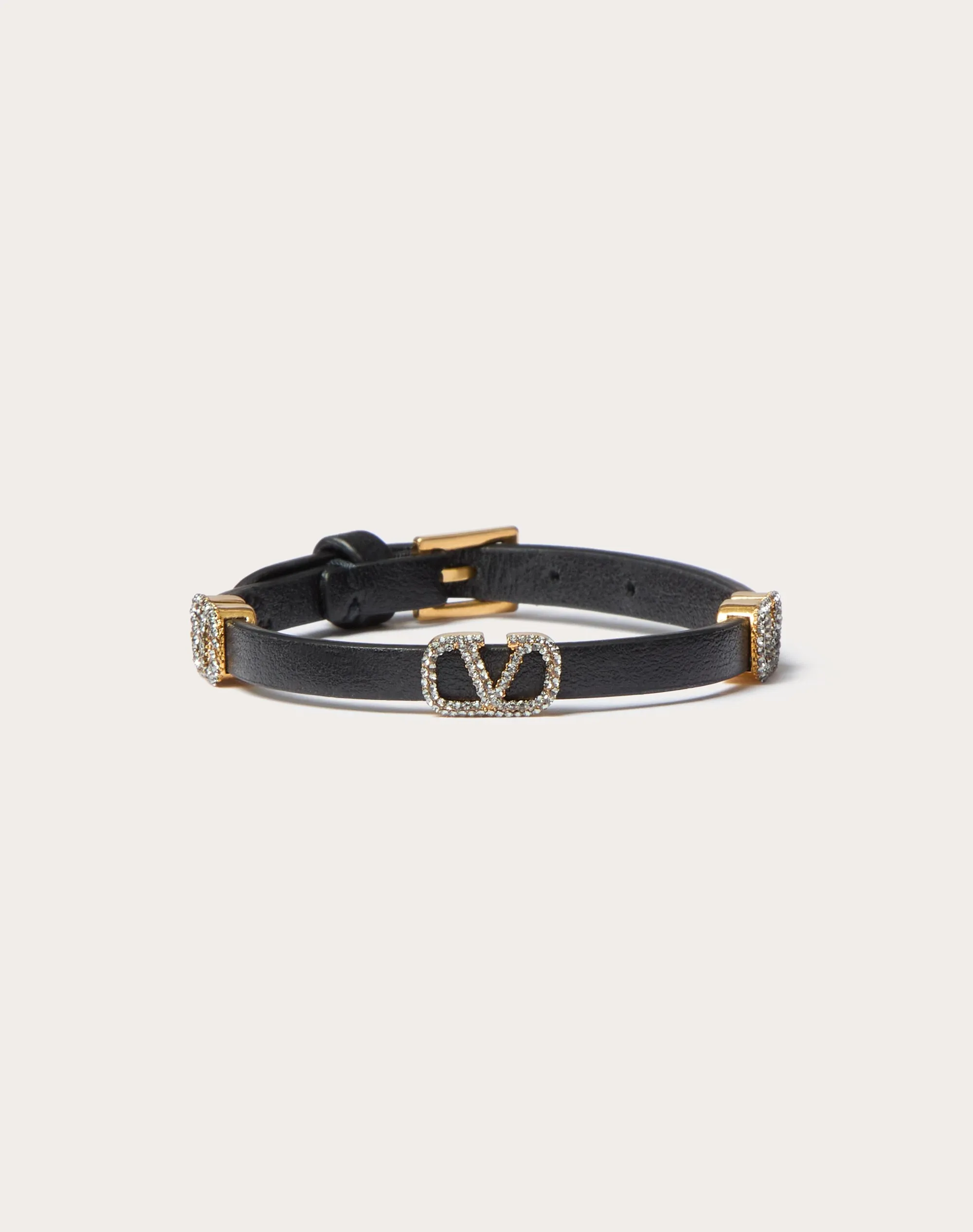 BRACCIALE VLOGO SIGNATURE VALENTINO GARAVANI IN PELLE E CRISTALLI