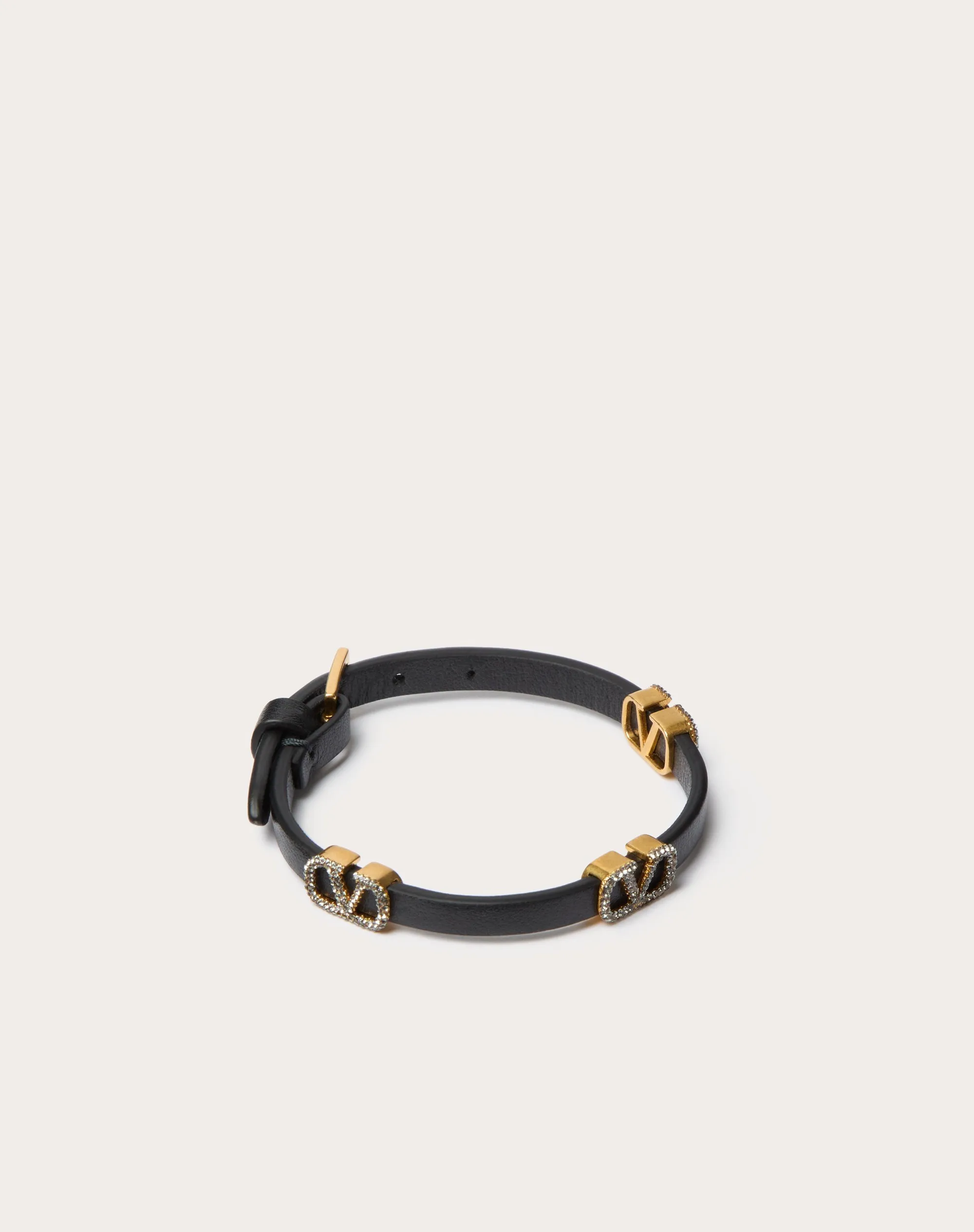 BRACCIALE VLOGO SIGNATURE VALENTINO GARAVANI IN PELLE E CRISTALLI
