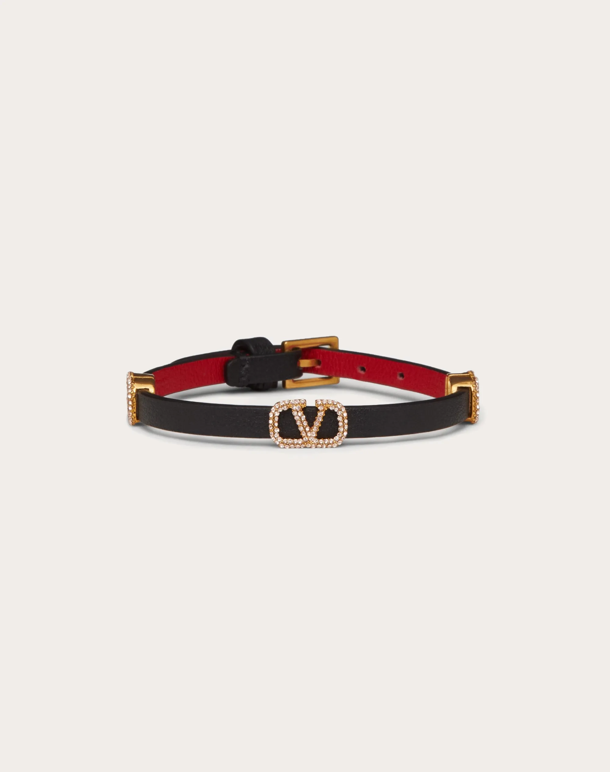 BRACCIALE VLOGO SIGNATURE VALENTINO GARAVANI IN PELLE E CRISTALLI