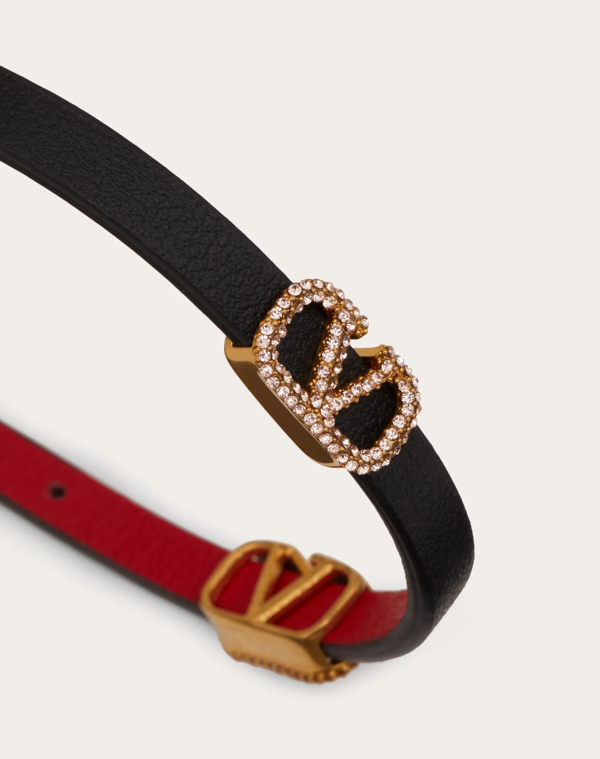 BRACCIALE VLOGO SIGNATURE VALENTINO GARAVANI IN PELLE E CRISTALLI