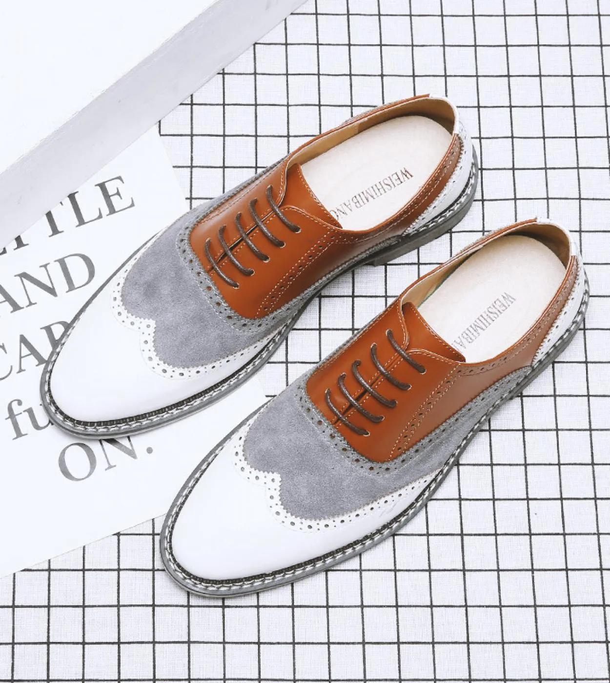 Brogues Scarpe da uomo Pu Colorblock Fashion Business Casual Party Quotidiano Classico Scamosciato sintetico Scarpe eleganti Oxf