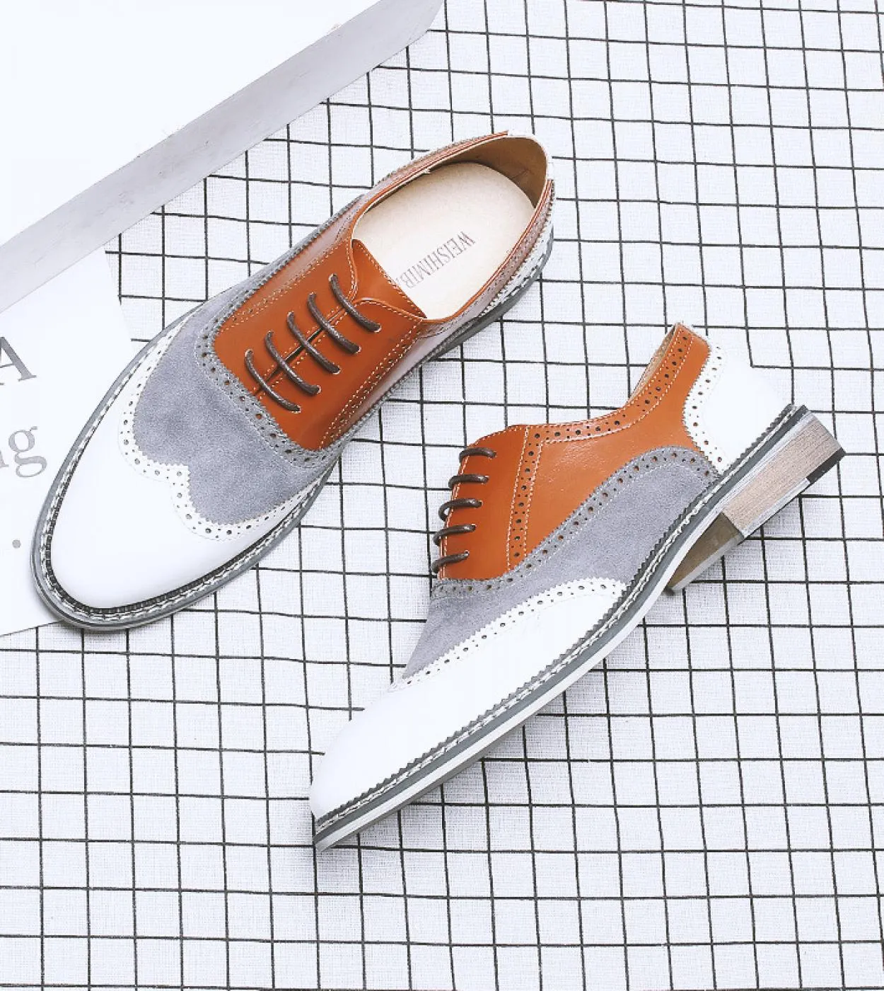 Brogues Scarpe da uomo Pu Colorblock Fashion Business Casual Party Quotidiano Classico Scamosciato sintetico Scarpe eleganti Oxf