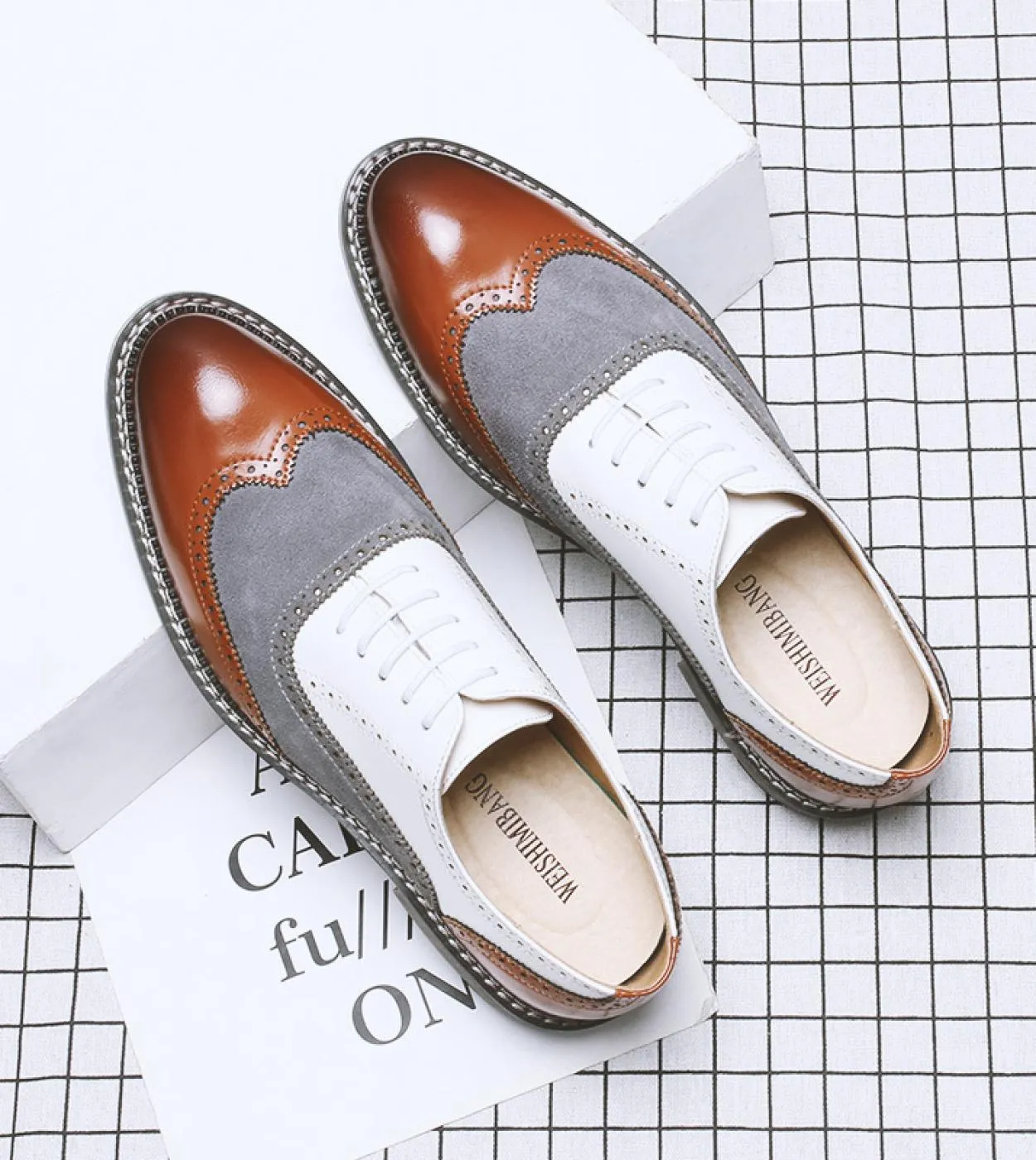 Brogues Scarpe da uomo Pu Colorblock Fashion Business Casual Party Quotidiano Classico Scamosciato sintetico Scarpe eleganti Oxf