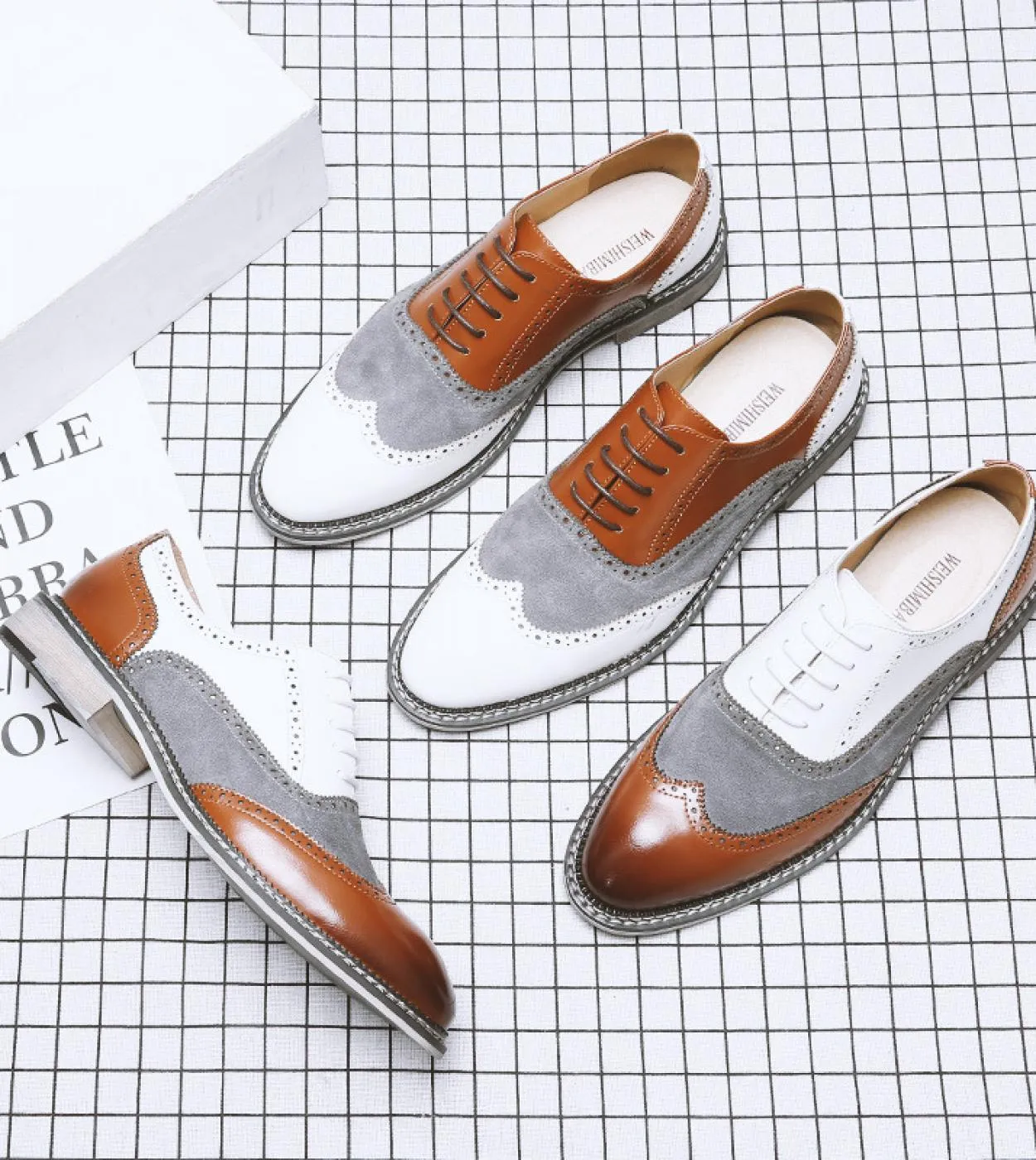Brogues Scarpe da uomo Pu Colorblock Fashion Business Casual Party Quotidiano Classico Scamosciato sintetico Scarpe eleganti Oxf