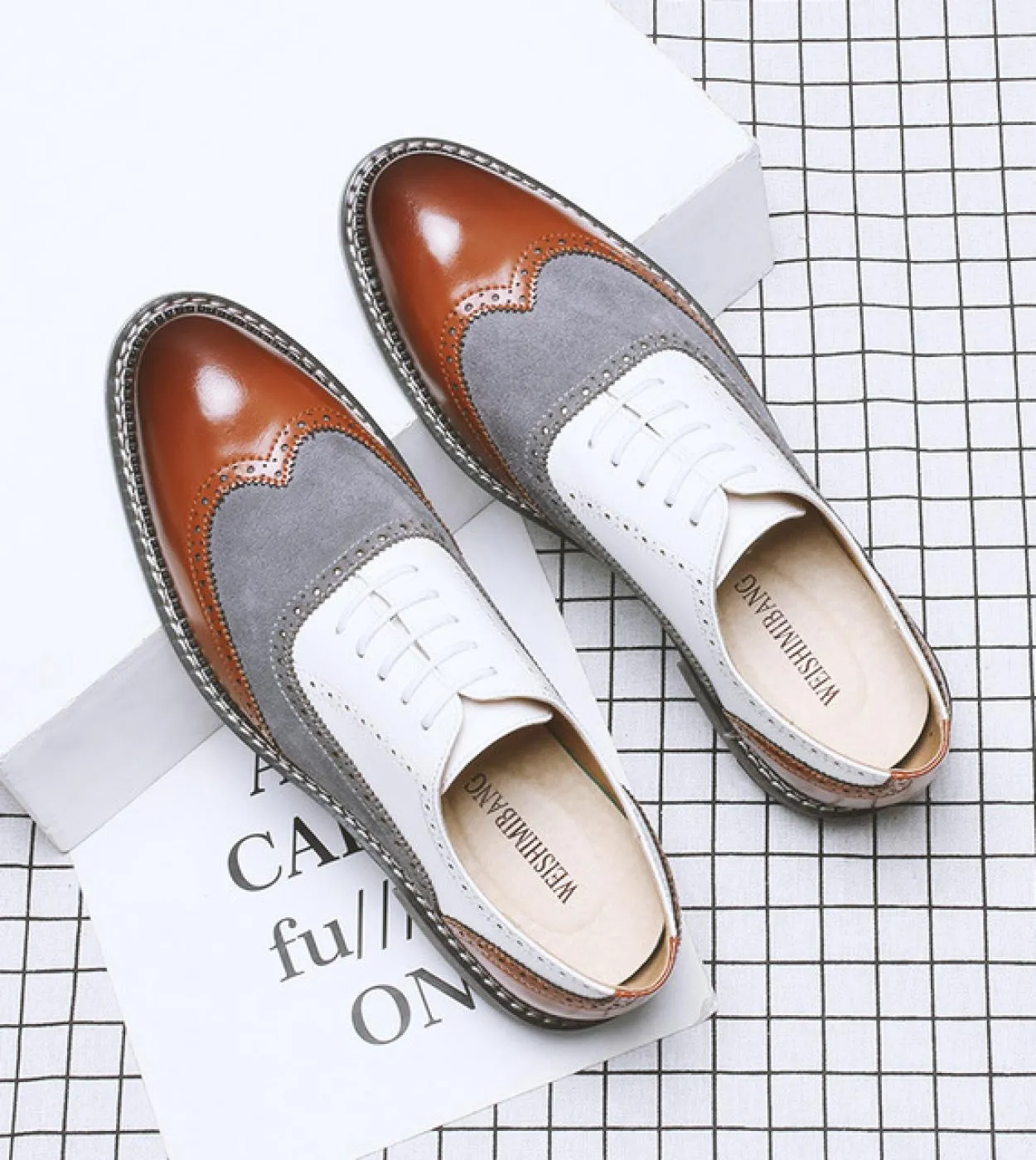 Brogues Scarpe da uomo Pu Colorblock Fashion Business Casual Party Quotidiano Classico Scamosciato sintetico Scarpe eleganti Oxf