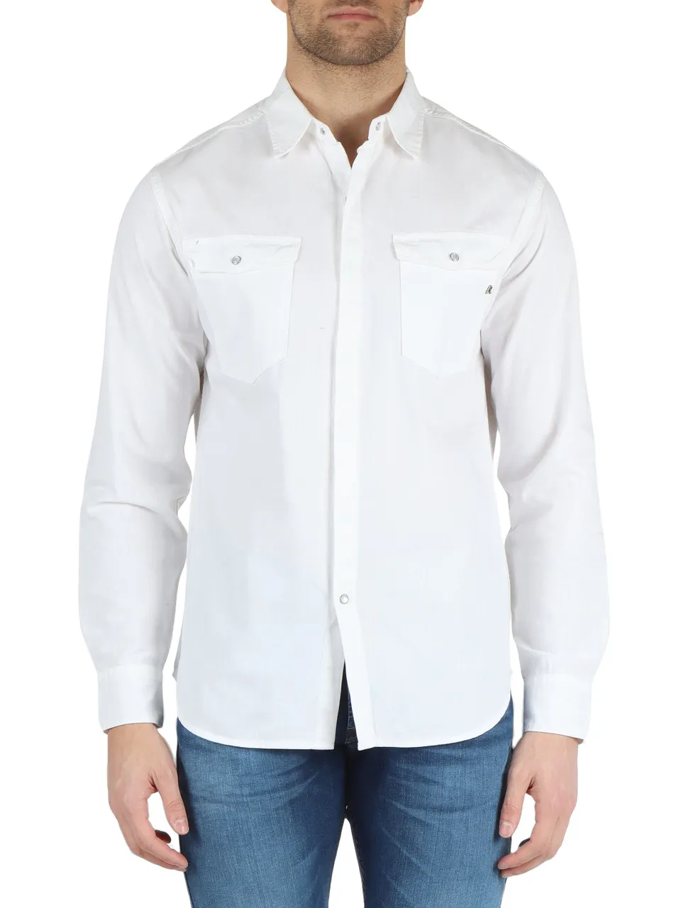 Camicia in cotone con placca logo