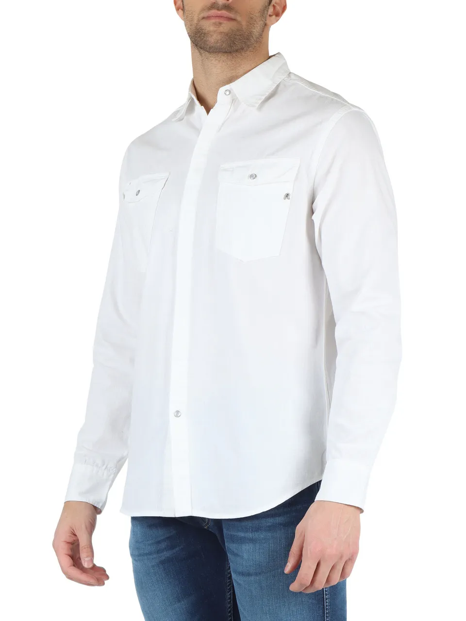 Camicia in cotone con placca logo