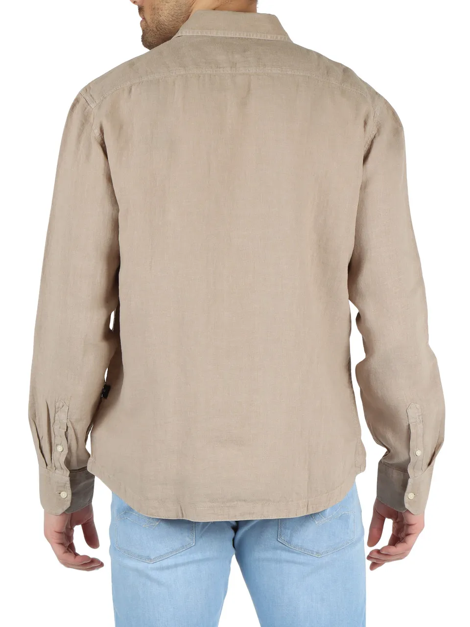 Camicia in lino con taschino frontale