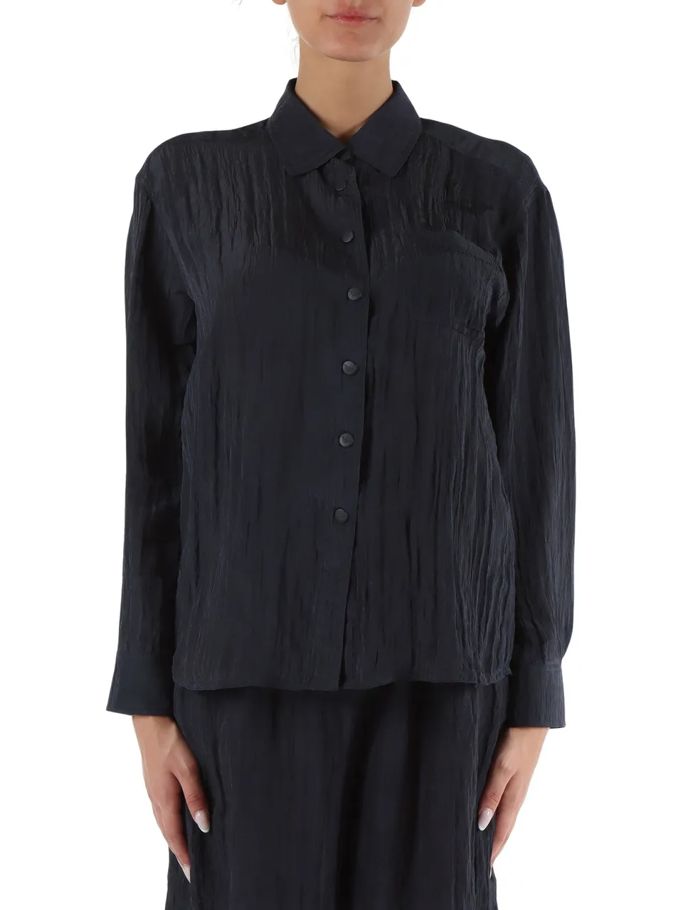 Camicia in nylon creponne effetto crinkle