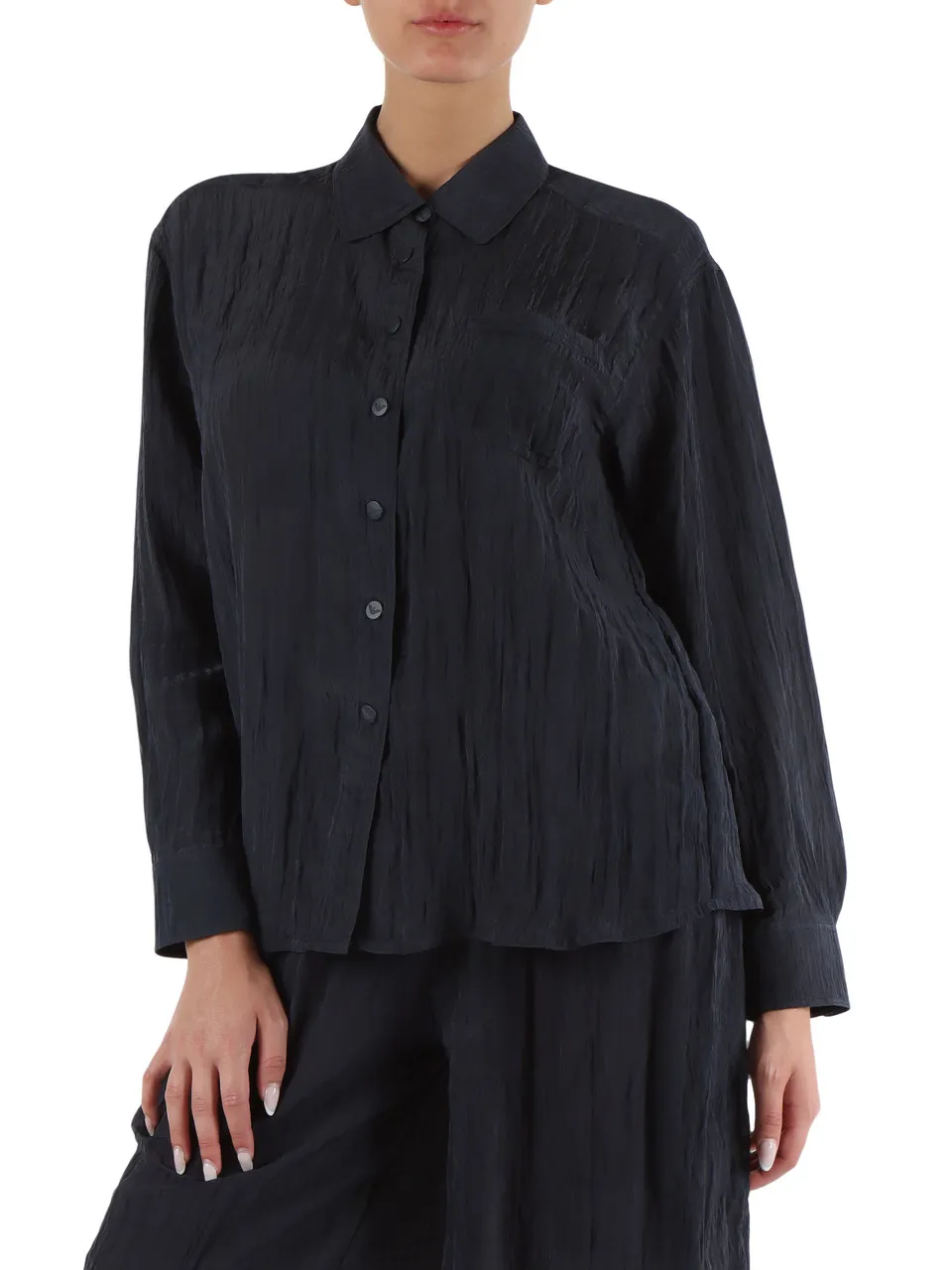 Camicia in nylon creponne effetto crinkle