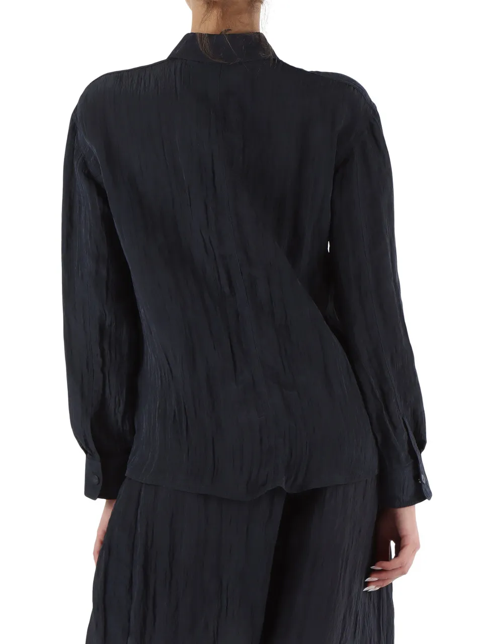 Camicia in nylon creponne effetto crinkle