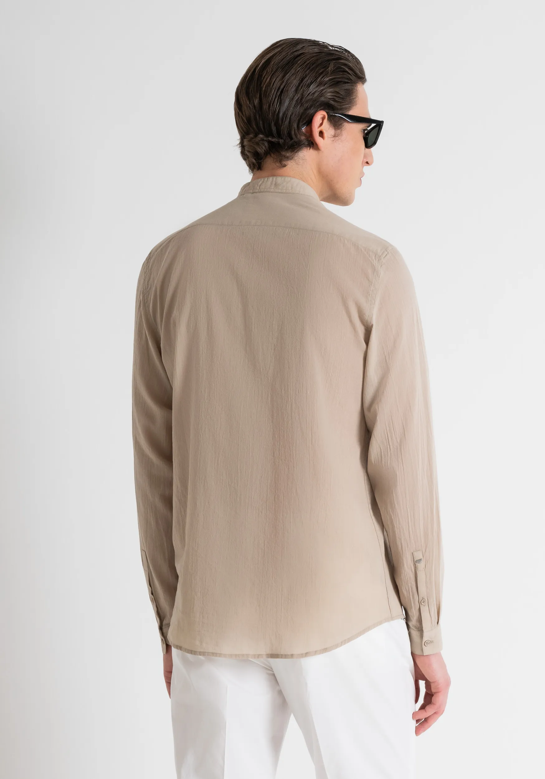CAMICIA REGULAR FIT “SEOUL” IN COTONE CON EFFETTO STROPICCIATO
