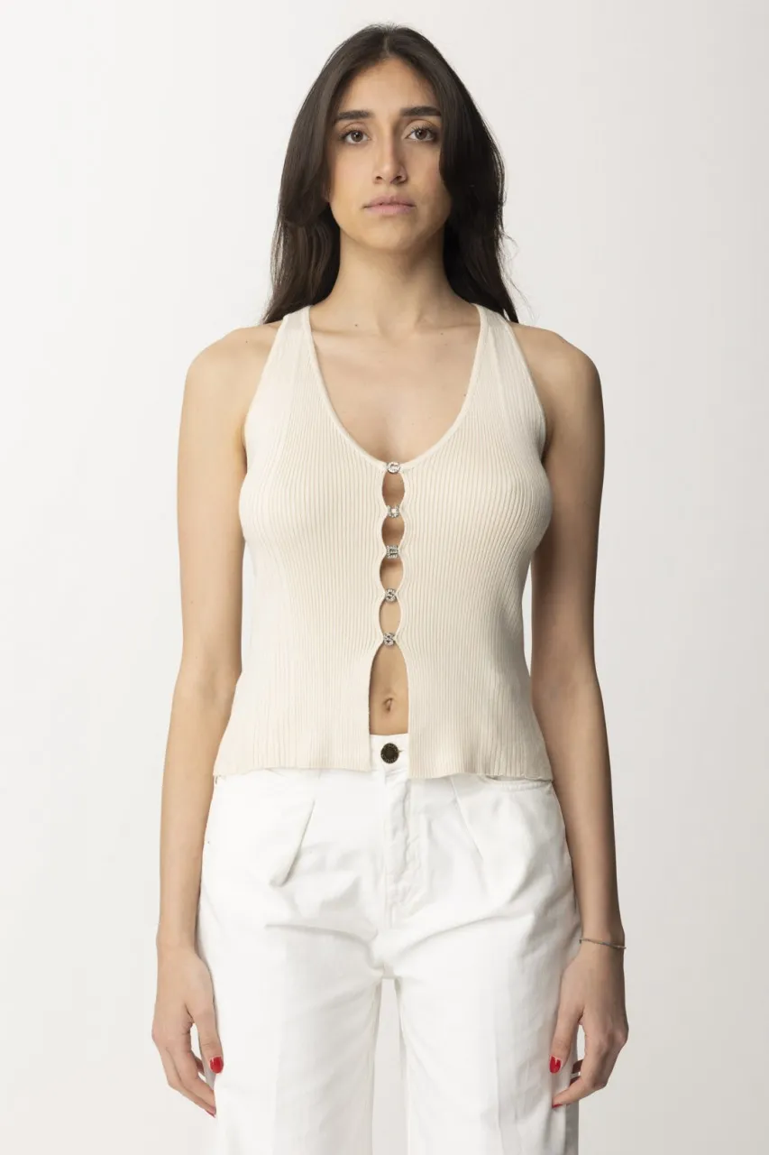Canotta con bottoni logati PEARL OYSTER