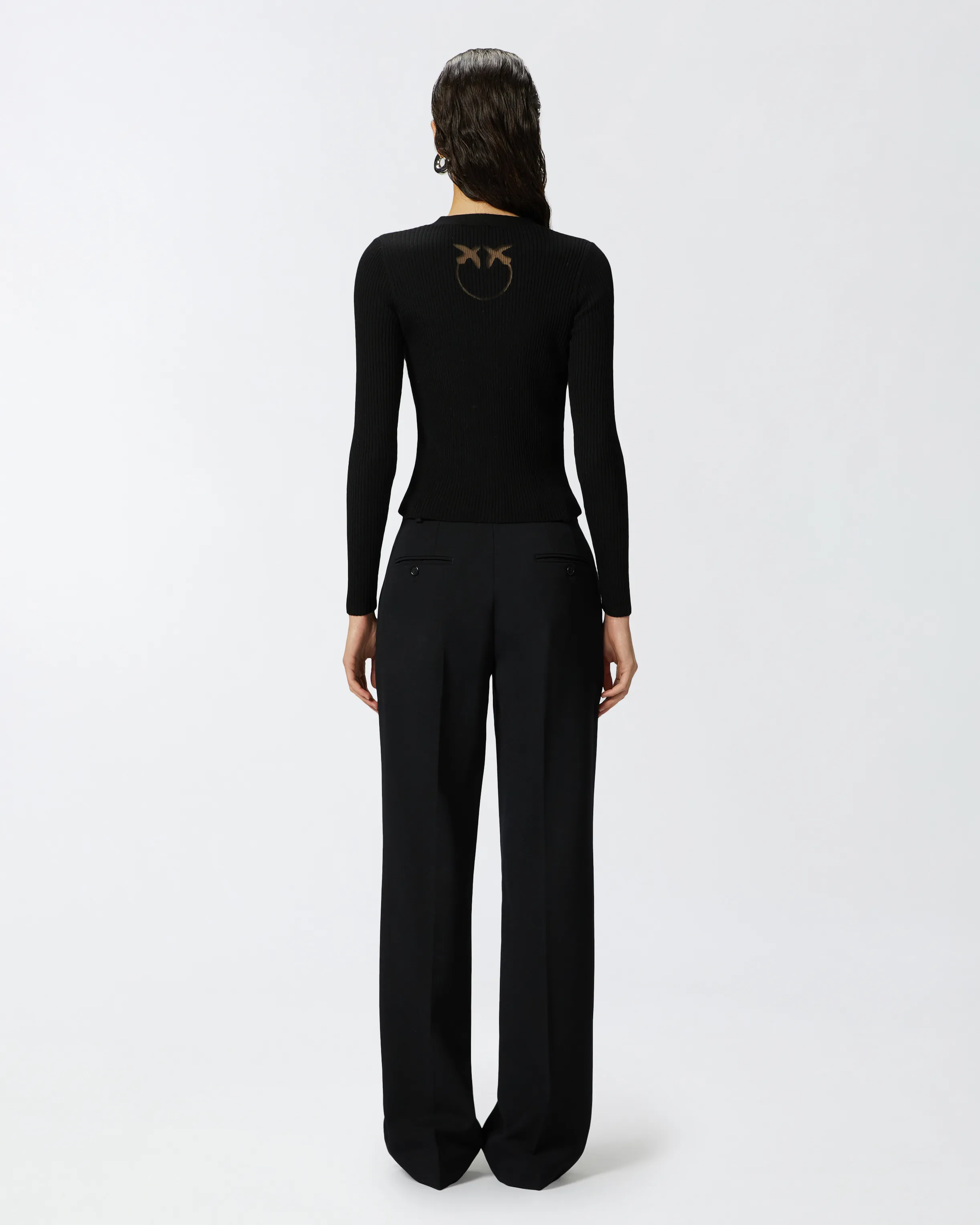 Cardigan aderente a coste con intarsio logo    