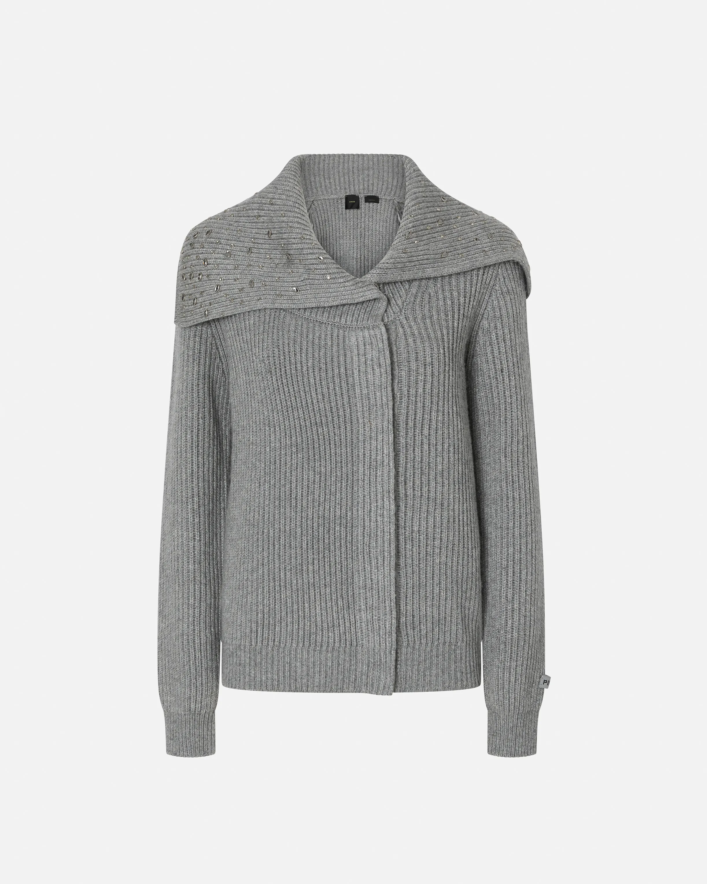  Cardigan collo alto misto cachemire con cristalli    