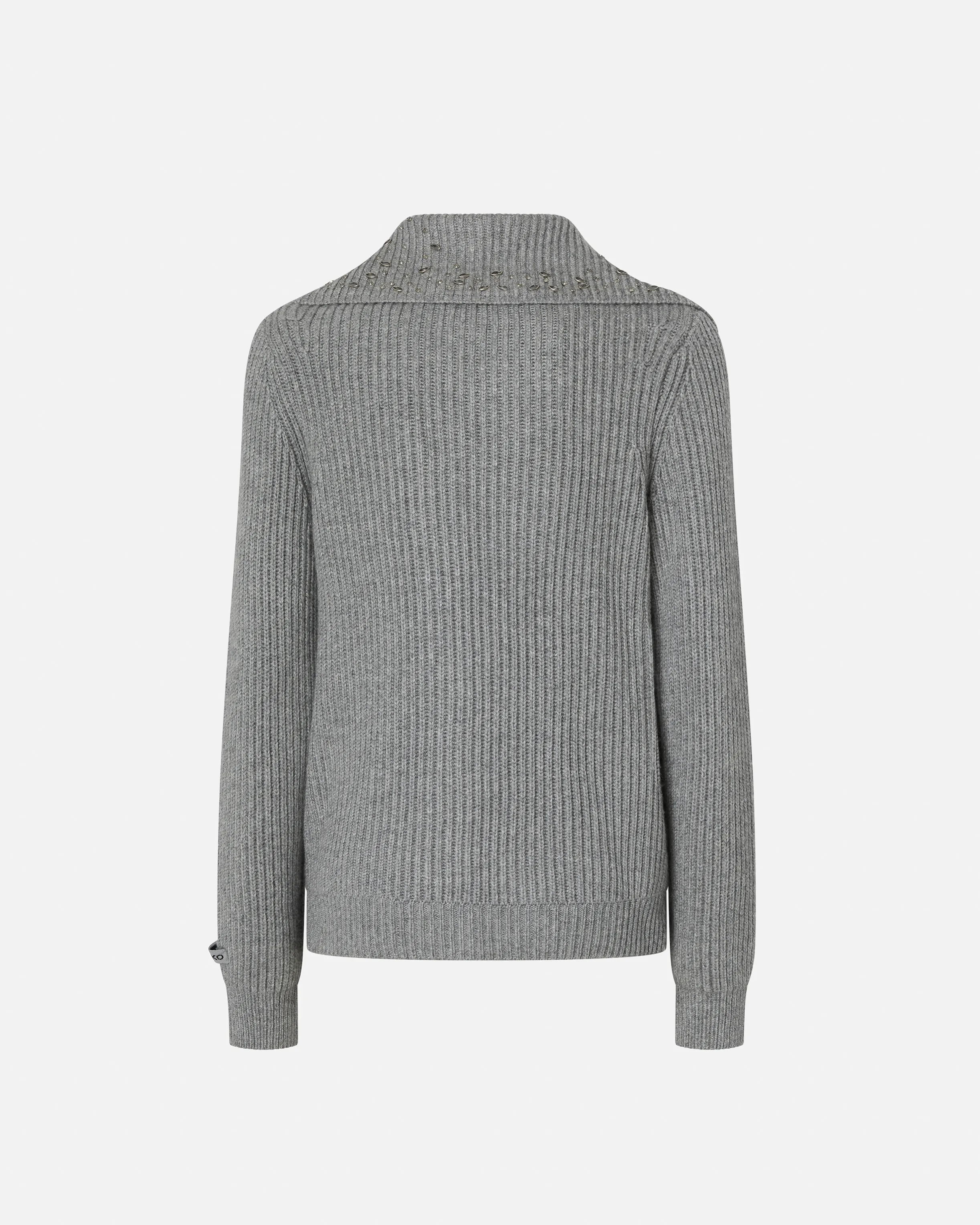  Cardigan collo alto misto cachemire con cristalli    