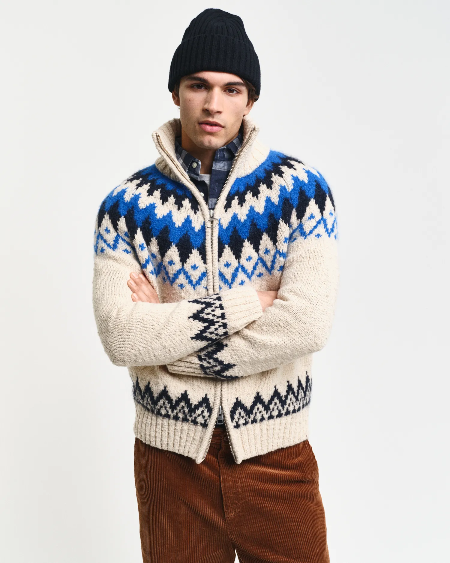Cardigan con zip Jacquard    