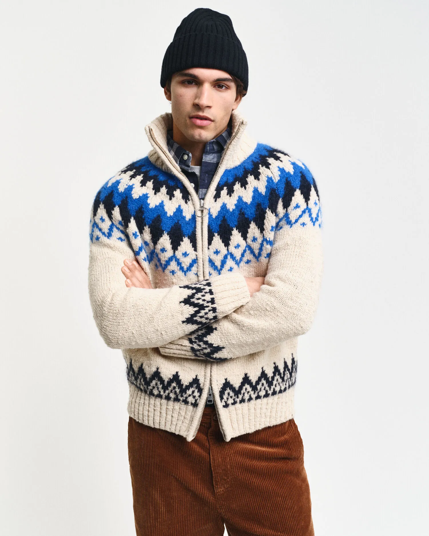 Cardigan con zip Jacquard    