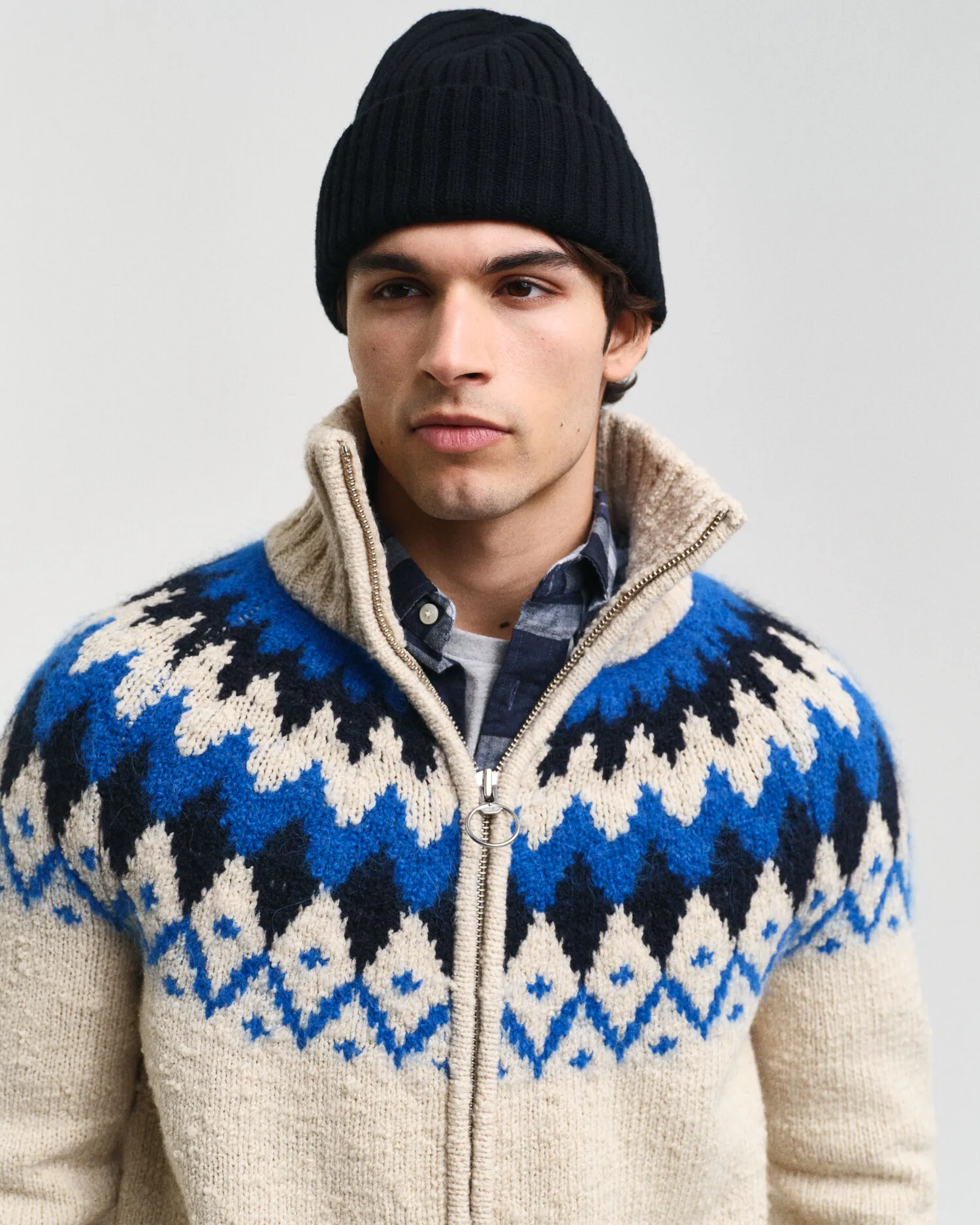 Cardigan con zip Jacquard    